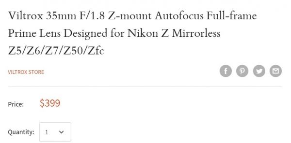 Объектив Viltrox 35mm F/1.8 для Nikon Z поступил в продажу за 399 долларов