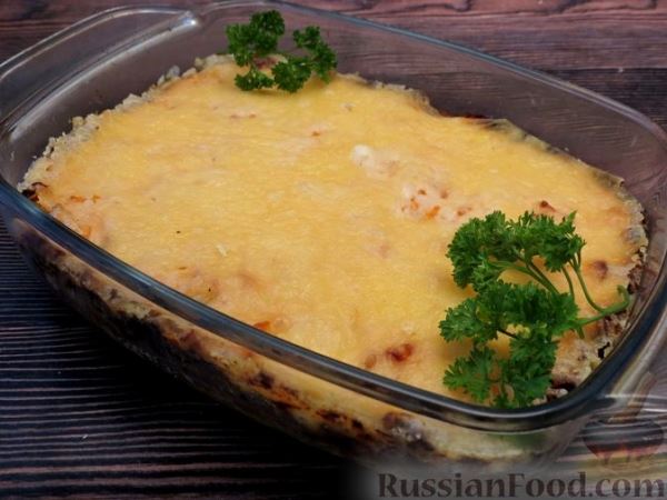 Запеканка из тыквы с фаршем и сыром